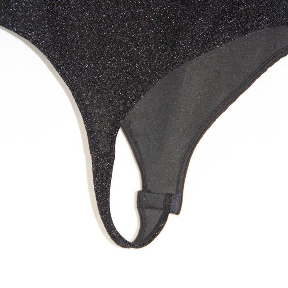 H&M Women's Black Sparkle Long Sleeve Bodysuit Size Large Snap Bottom NEW - Picture 6 of 9
